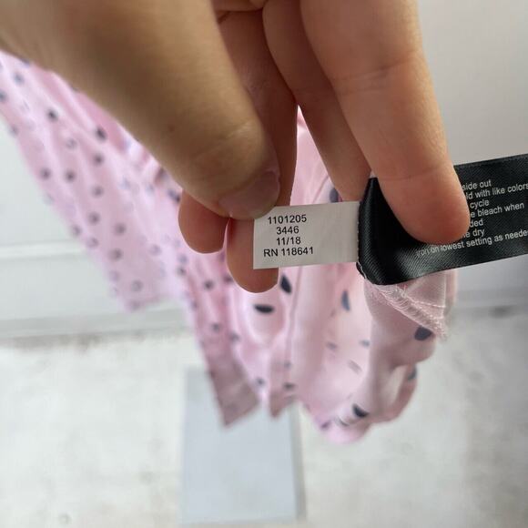 NWT LANE BRYANT 28 Plus Polka Dot Keyhole Blouse Short Sleeve Top Side Tie Pink - Picture 8 of 8